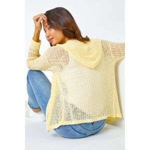 Roman Textured Rib Hooded Cardigan in Yellow 14 female