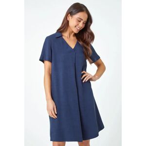 Roman Petite Roman Originals Petite Linen Blend Pocket Tunic Dress in Navy - Size 14 14 female