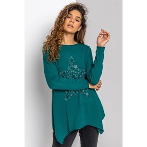 Roman Star Print Embellished Tunic with Scarf in Green 10 female