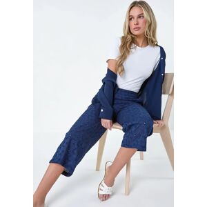 Roman Petite Petite Cotton Broderie Culotte Trousers in Navy 16 female