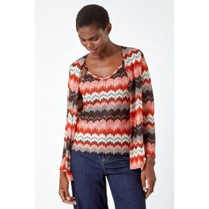 Roman Zig Zag Print Knitted Stretch Cardigan in Orange 20 female