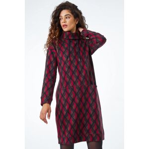 Roman Roll Neck Jacquard Leaf Cotton Dress in Chocolate 18 female