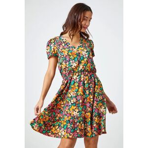 Roman Ditsy Floral Print Skater Dress in Amber - Size 16 16 female