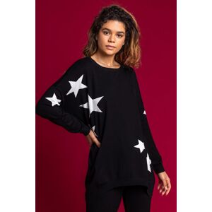 Roman Longline Star Print Jumper in Black L female