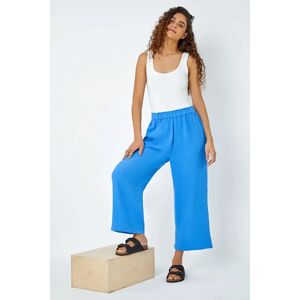 Roman Textured Cotton Culotte Trousers in Blue 16 female