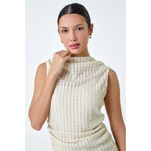 Roman Textured Sleeveless Stretch Top in Natural 20 female