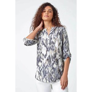 Roman Textured Animal Print Stretch Shirt in Grey 18 female