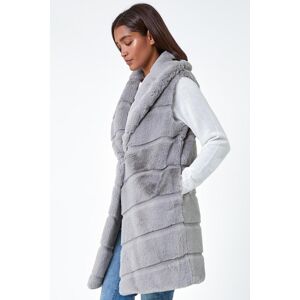 Roman Faux Fur Longline Gilet in Light Grey 14 female