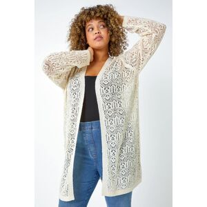 Roman Curve Curve Crochet Longline Cardigan in Ivory 2628 female