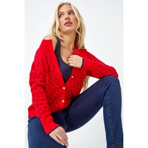 Roman Petite Petite Anchor Embroidered Cardigan in Red 16 female