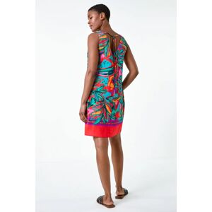 Roman Tropical Border Tie Detail Shift Dress in Red - Size 14 14 female