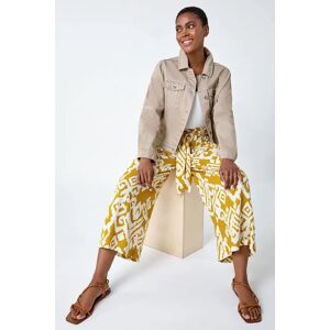 Roman Aztec Print Wide Leg Cropped Trousers in Amber 12 female