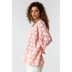 Roman Spot Print 3/4 Sleeve Top in Light Pink L female