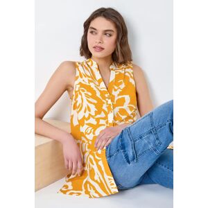 Roman Floral Print Sleeveless Button Blouse in Mango 18 female