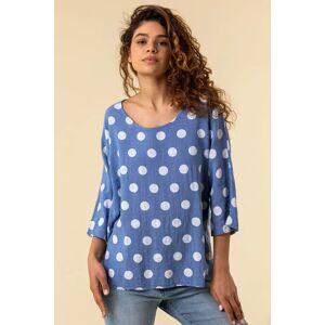 Roman Spot Print 3/4 Sleeve Top in Denim L female