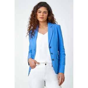 Roman Button Detail Stretch Blazer in Light Denim 10 female