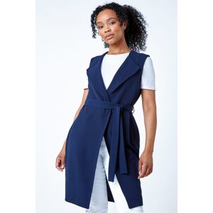 Roman Petite Petite Sleeveless Longline Jacket in Navy 14 female