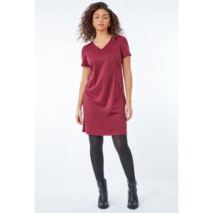 Roman Petite Petite Pocket Tunic Dress in Wine 8 female