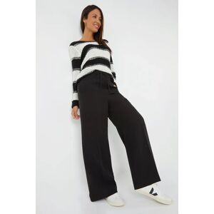 Roman Wide Leg Tie Front Stretch Trouser in Black 14 female