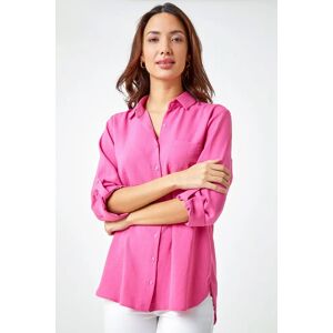 Roman Relaxed Longline Shirt in Pink 10 female