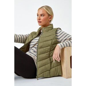 Roman Petite Petite Quilted Padded Gilet in Khaki 12 female