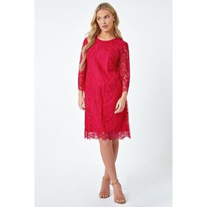 Roman Petite Roman Originals Petite Lace Overlay Tunic Dress in Cerise - Size 10 10 female