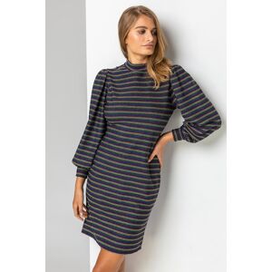 Roman Shimmer Stripe High Neck Dress in Multi - Size 14 14 female