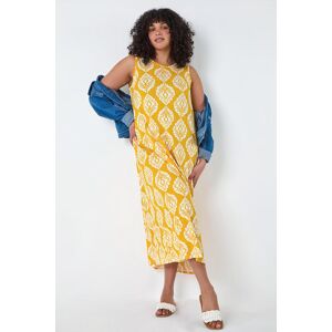 Roman Curve Roman Originals Curve Aztec Print Stretch Maxi Dress in Yellow - Size 2628 2628 female