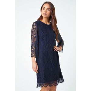 Roman Petite Roman Originals Petite Lace Overlay Tunic Dress in Navy - Size 8 8 female