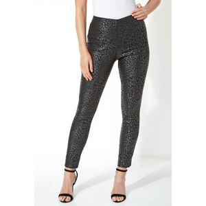 Roman Animal Print Full Length Stretch Trousers in Black 12 female