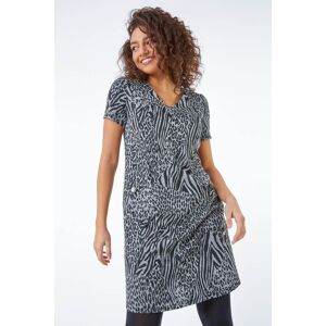 Roman Petite Roman Originals Petite Animal Pocket Tunic Dress in Grey - Size 10 10 female