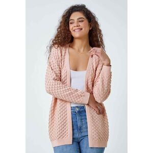 Roman Cotton Blend Waffle Knit Cardigan in Light Pink 18 female