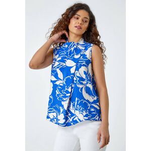 Roman Floral High Neck Wrap Vest Top in Blue 18 female