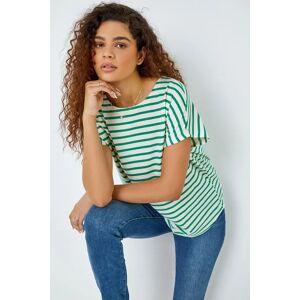 Roman Cotton Blend Stripe Print T-Shirt in Green 20 female