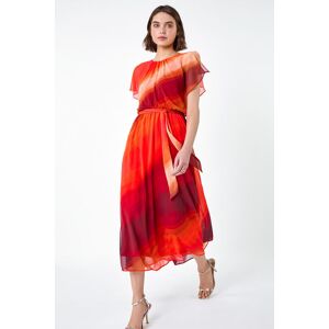 Roman Ombre Cape Sleeve Midi Dress in Orange - Size 10 10 female