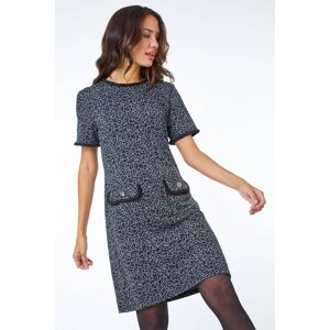 Roman Animal Print Pocket Shift Dress in Black - Size 14 14 female