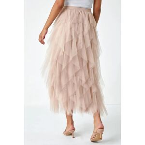 Roman Elasticated Mesh Layered Skirt in Natural 18 female