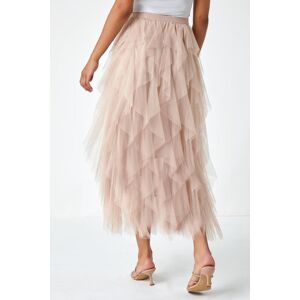 Roman Elasticated Mesh Layered Skirt in Natural 18 female