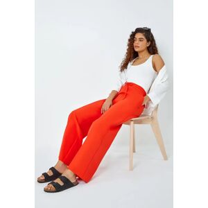 Roman Wide Leg Tie Front Stretch Trouser in Orange 14 female