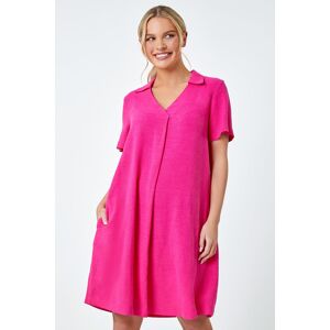 Roman Petite Roman Originals Petite Linen Blend Pocket Tunic Dress in Pink - Size 14 14 female