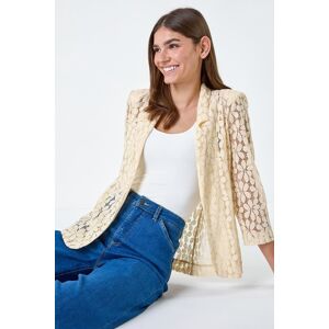 Roman Floral Lace Blazer Jacket in Cream 18 female