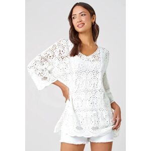 Roman Cotton Crochet Tunic Top in White 20 female