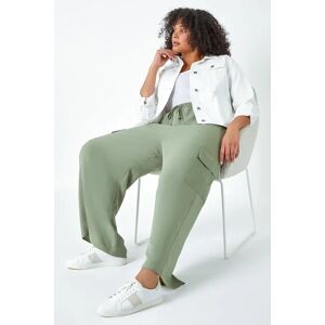 Roman Curve Curve Linen Look Wide Leg Trousers in Khaki 2628 female