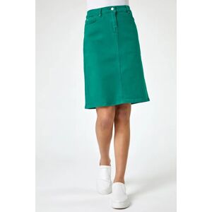 Roman Cotton Denim Stretch Skirt in Green 20 female