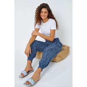 Roman Wave Print Stretch Hareem Trousers in Blue 14 female