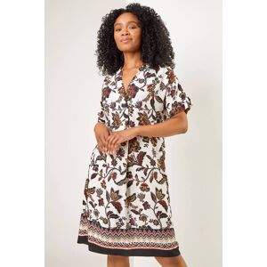 Roman Petite Roman Originals Petite Contrast Floral Print Shirt Dress in Ivory - Size 8 8 female