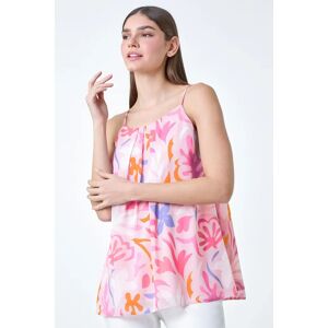 Roman Floral Print Chiffon Cami Top in Light Pink 10 female