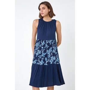 Roman Floral Print Tiered Smock Dress in Navy - Size 10 10 female