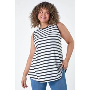 Roman Curve Curve Stripe Ribbed Stretch Vest Top in Black 2224 female