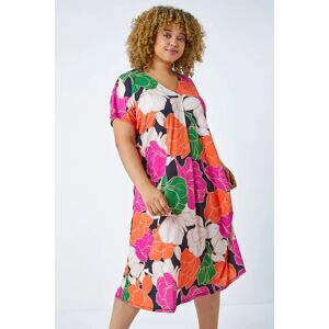 Roman Curve Roman Originals Curve Floral Midi Shift Dress in Orange - Size 20 20 female